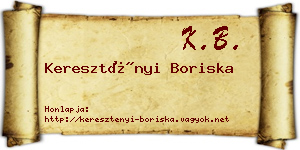 Keresztényi Boriska névjegykártya