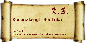 Keresztényi Boriska névjegykártya